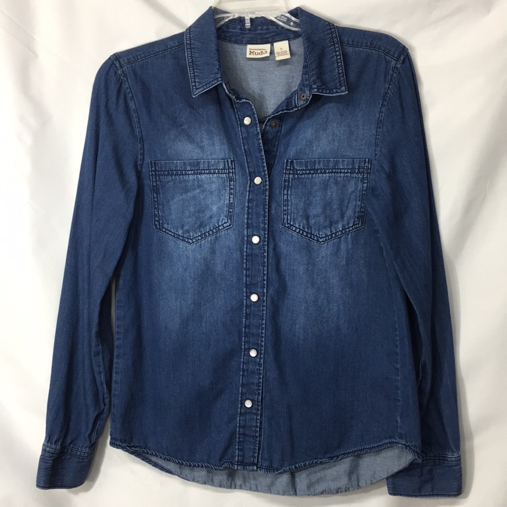 Mudd Women’s Denim Button-Down Shirt Size S Like-NEW